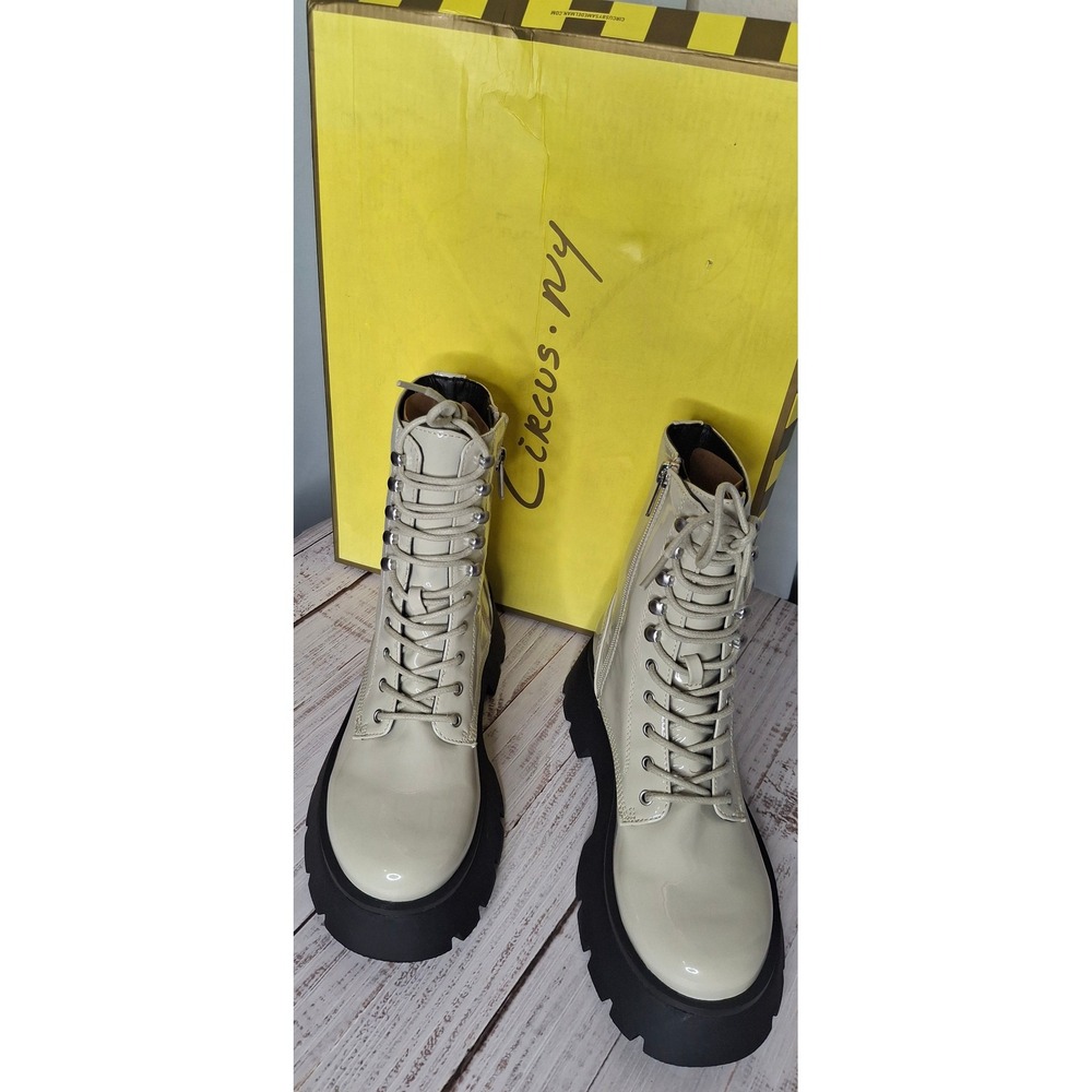Circus by Sam Edelman Lolita *Sage (READ) Patent Lug Sole Combat Boots Size 6